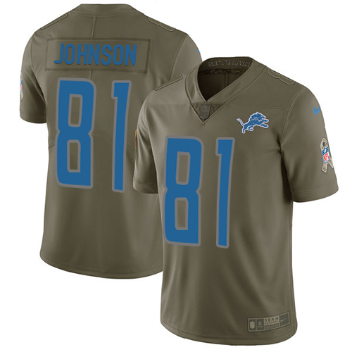 Nike Lions #81 Calvin Johnson Olive Men's Stitched NFL Limited Salute to Service Jersey